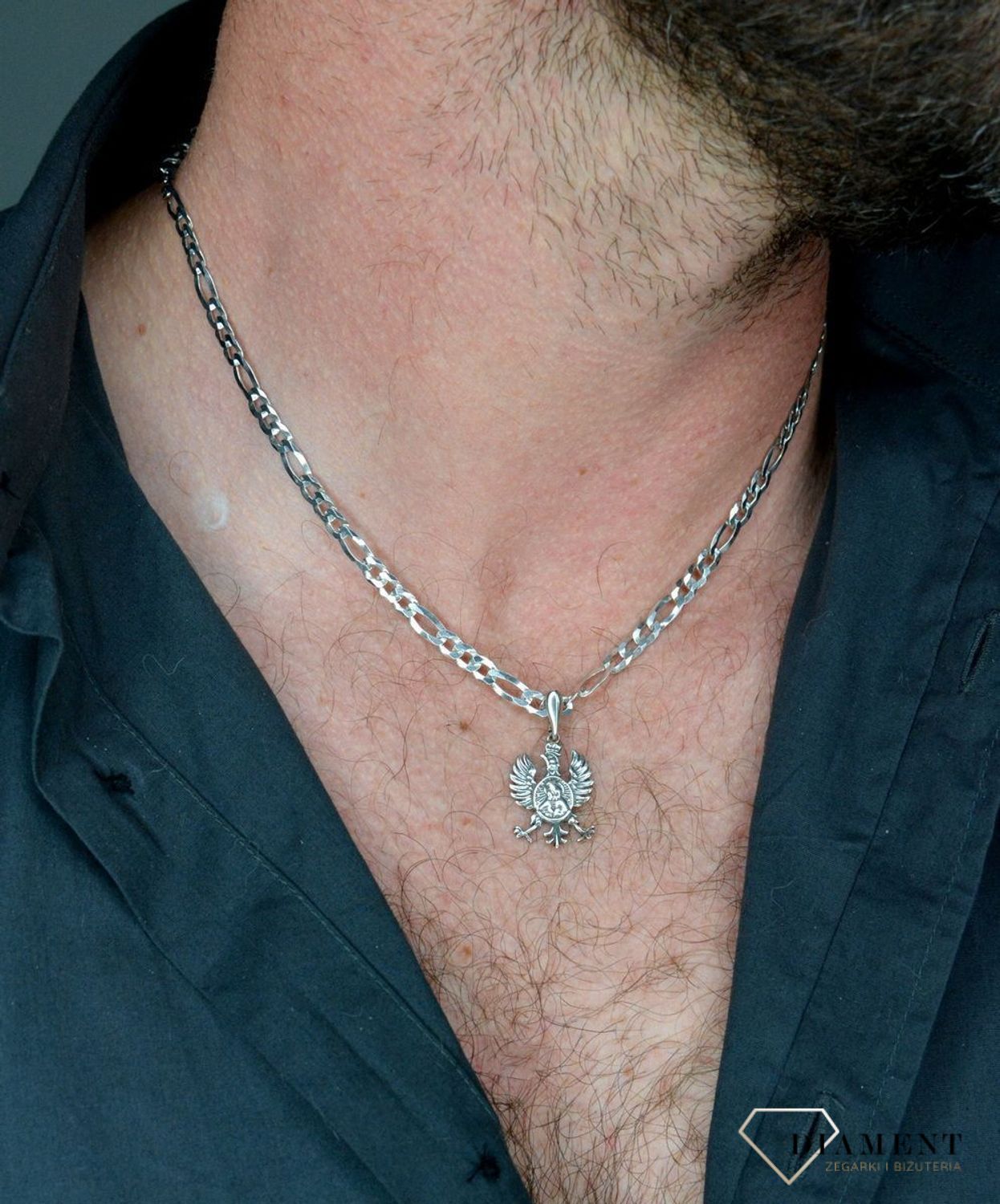 Łańcuszek srebrny rodowany 925 figaro DIA-LAN-565165R-120-925  (1).jpg